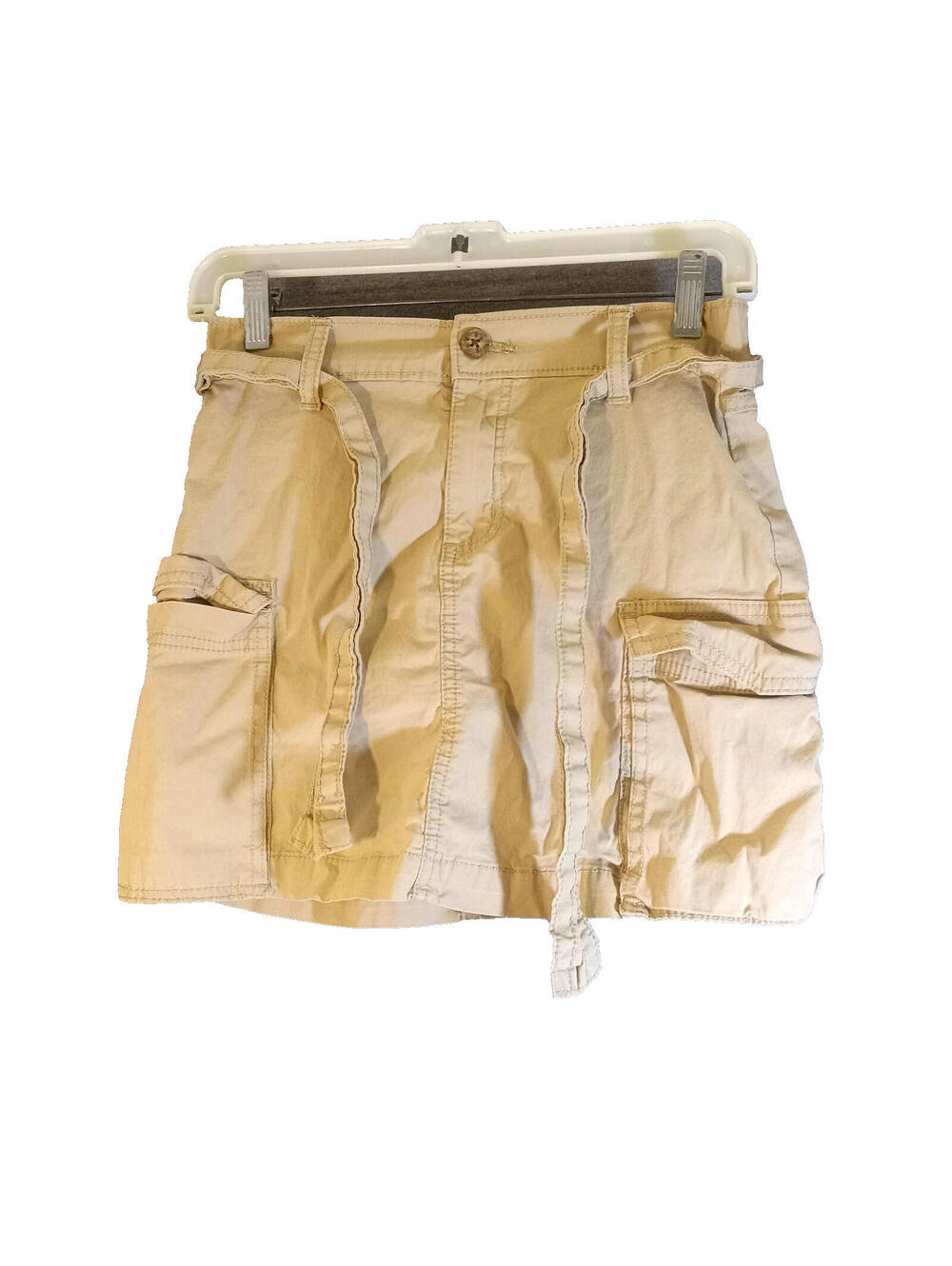 There Abouts Cargo Skirt Girls Size 10/12 Khaki Pull On Belted Stretch 2 Pockets